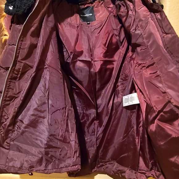 Bebe Women's Faux Fur Jacket Cranberry red Size Medium - Picture 6 of 6